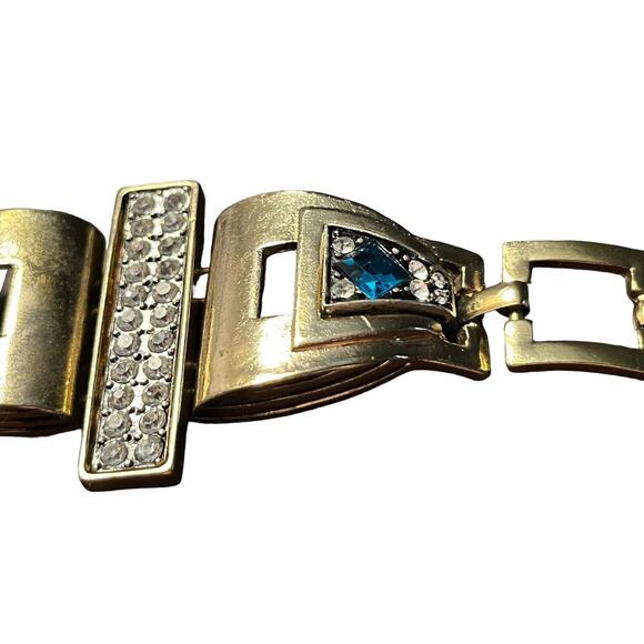 Lulu Frost Solar Bracelet Statement Brass Tone J Crew Steampunk Crystal Signed - Picture 5 of 8